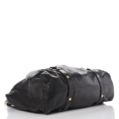 Miu Miu Vitello Lux Gathered Tote Black 4 of 16