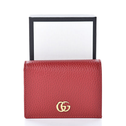 Gucci Pebbled Calfskin GG Marmont Card Case Hibiscus Red 8 of 8
