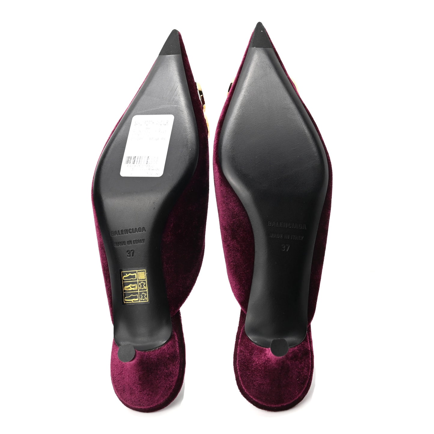 Stretch Velvet Pointed Toe BB 40mm Mules 37 Rouge Prune