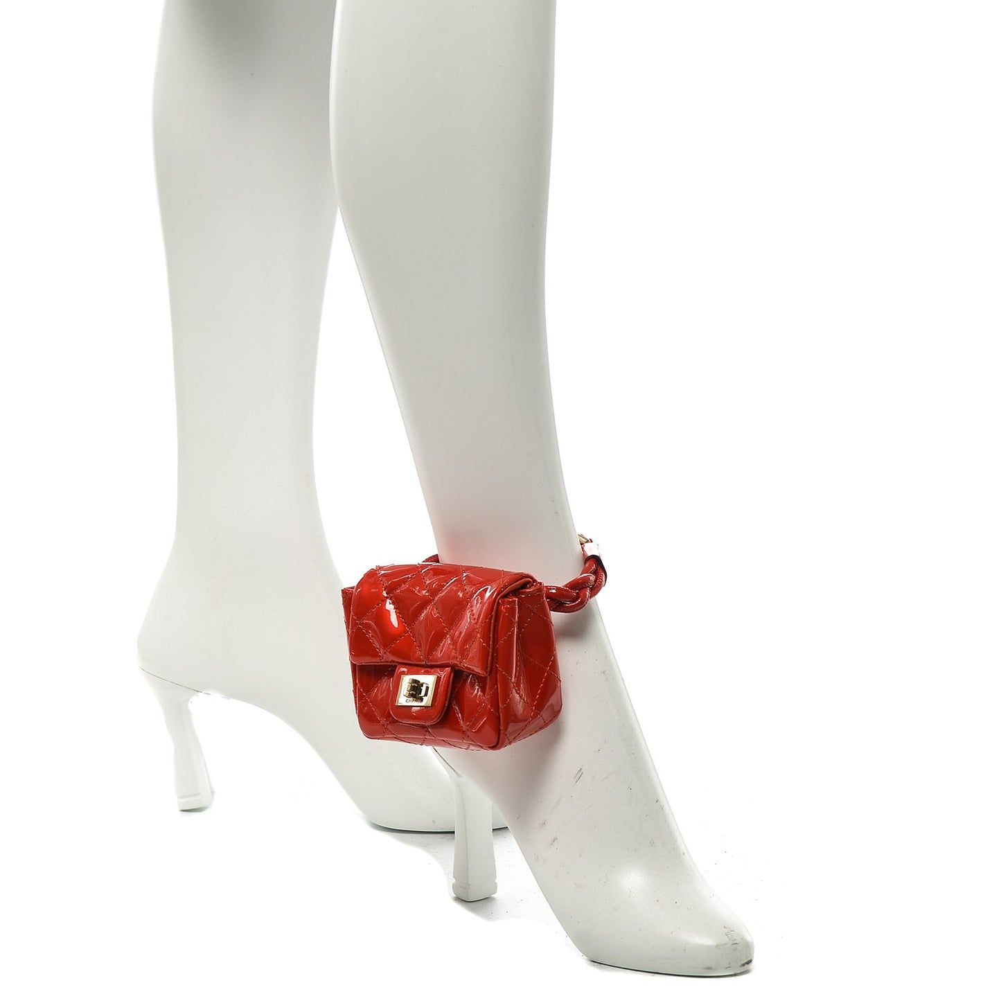 Patent Quilted 2.55 Ankle Wrist Bag Red