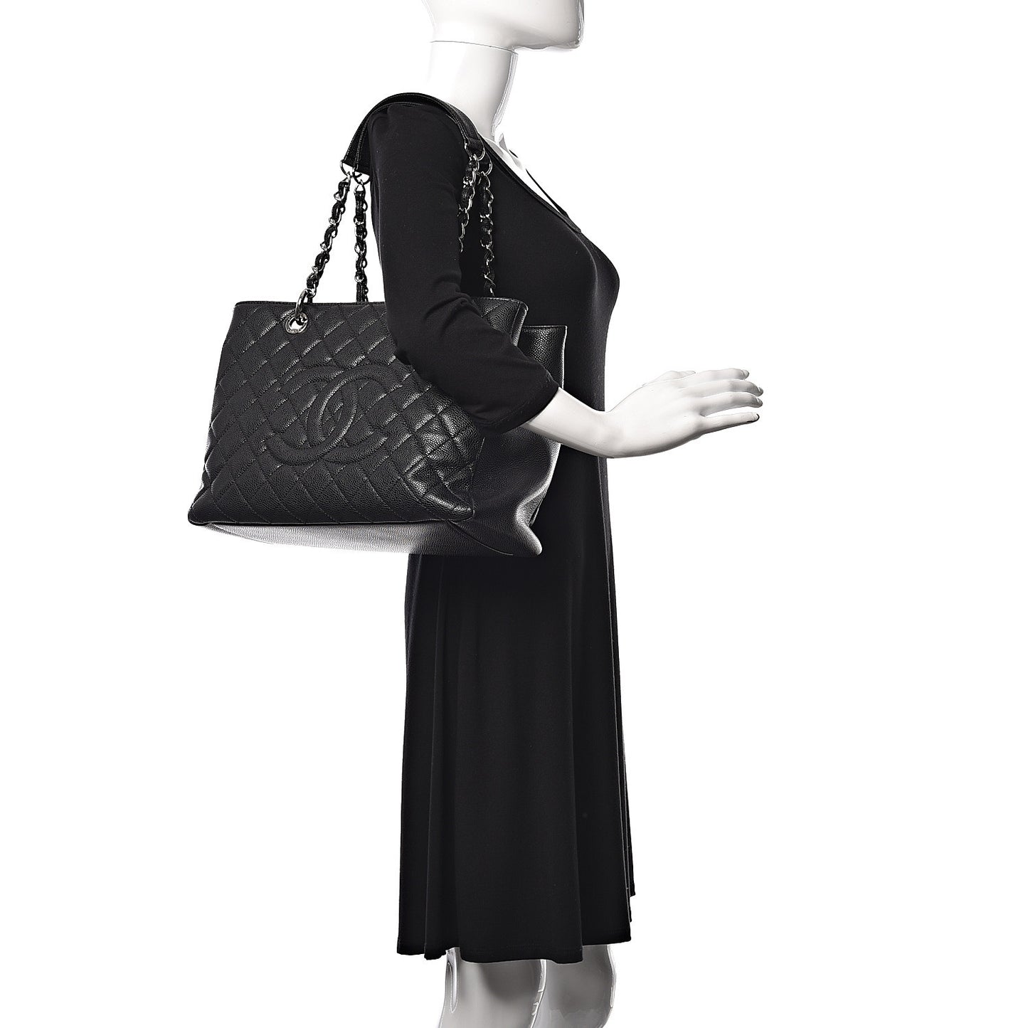 Caviar Quilted Grand Shopping Tote GST Black