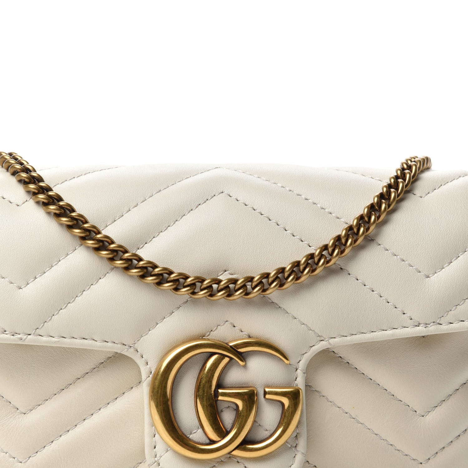 Gucci Calfskin Matelasse Super Mini GG Marmont Shoulder Bag White 10 of 10