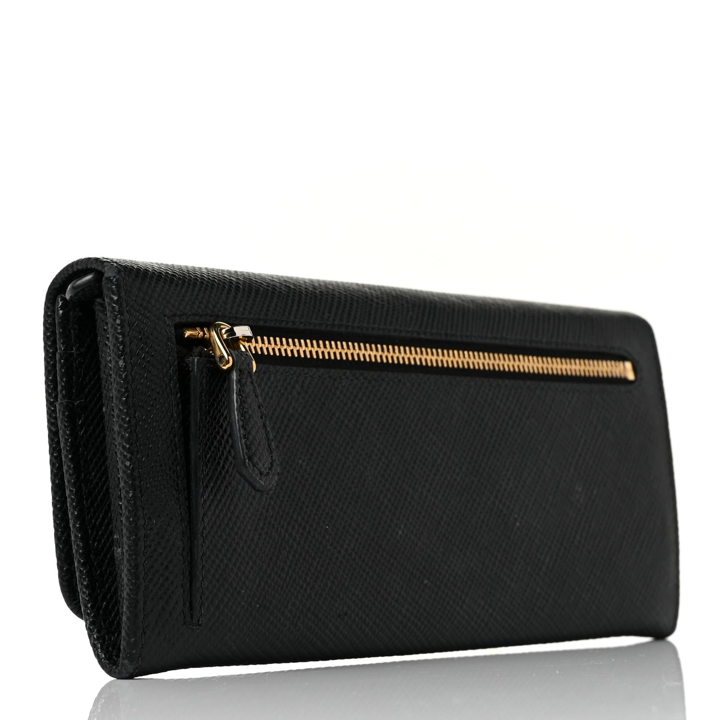 Saffiano Metal Continental Flap Wallet Black