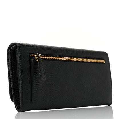Prada Saffiano Metal Continental Flap Wallet Black 3 of 8