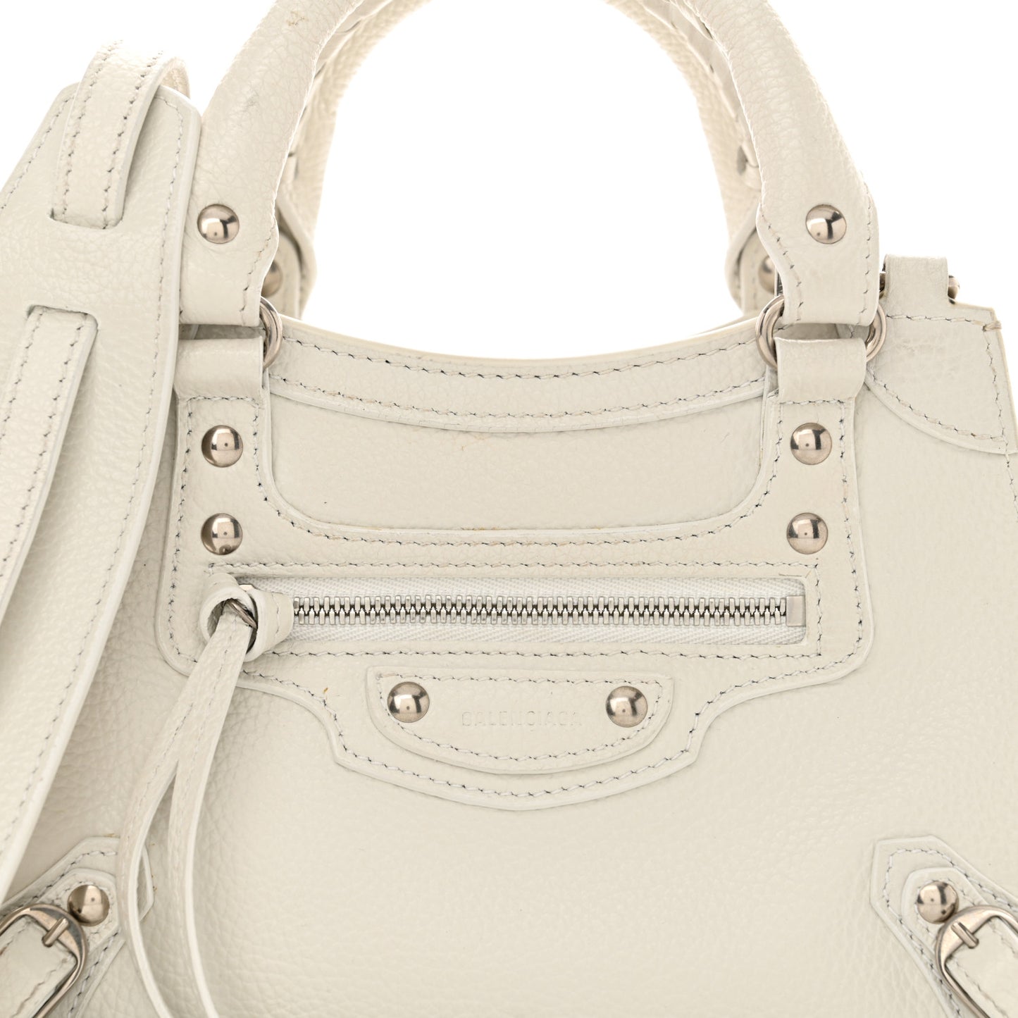 Grained Calfskin Neo Classic Silver Hardware Mini City White