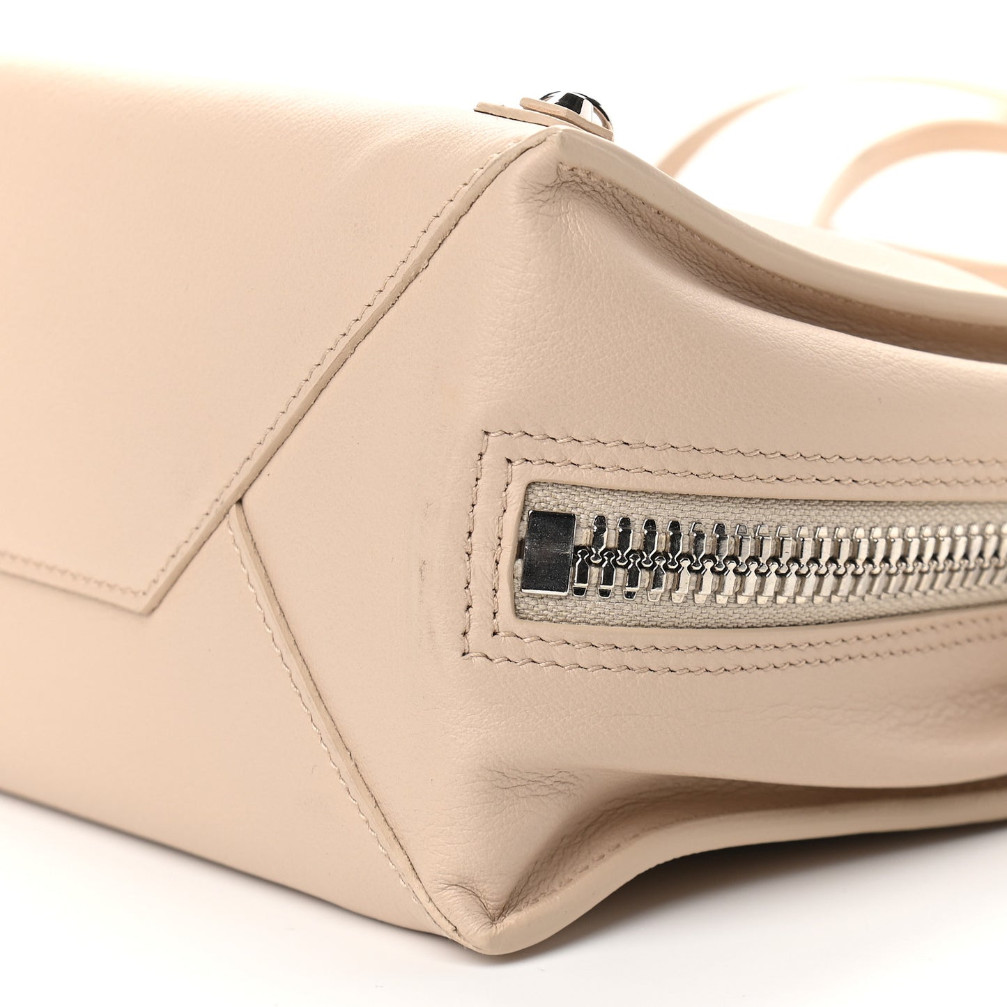 Grained Calfskin Papier Mini A4 Zip Around Tote Light Beige