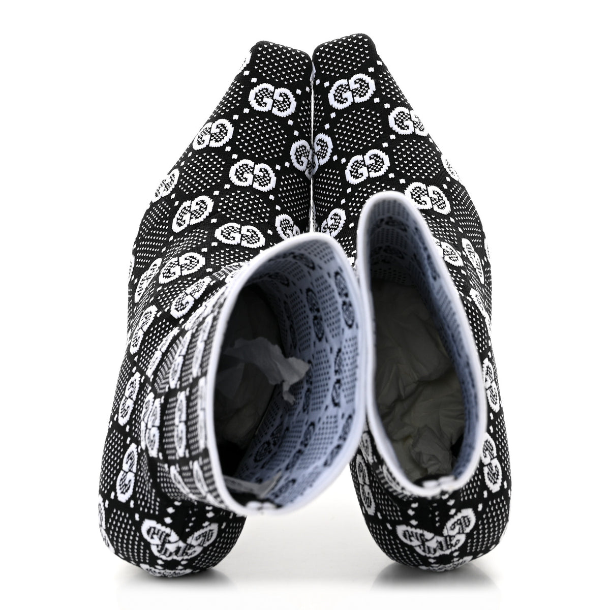 Gucci Technical Jersey Knit GG Monogram Square G 75mm Ankle Boots 38 Black Great White 2 of 9