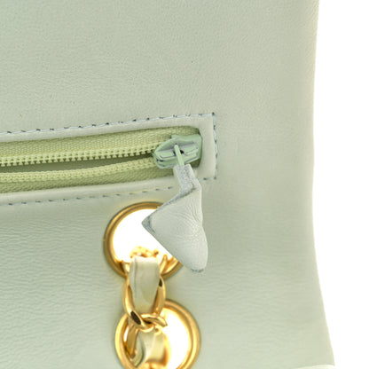 Chanel Lambskin Quilted Small Double Flap Light Green 15 of 16
