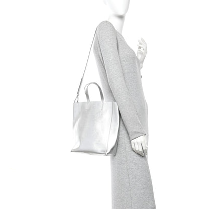 Celine Metallic Grained Calfskin Small Vertical Cabas Silver 2 of 9