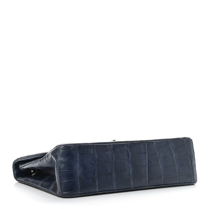 Chanel Matte Alligator Jumbo Single Flap Blue 4 of 12