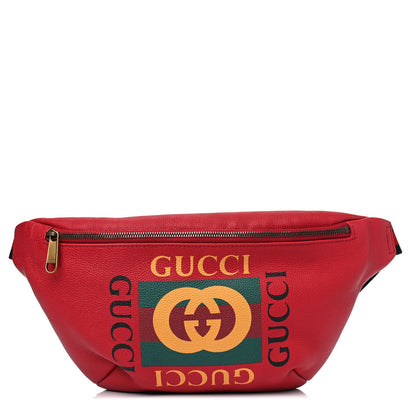 Gucci Grained Calfskin Logo Belt Bag Hibiscus Red 1 of 4