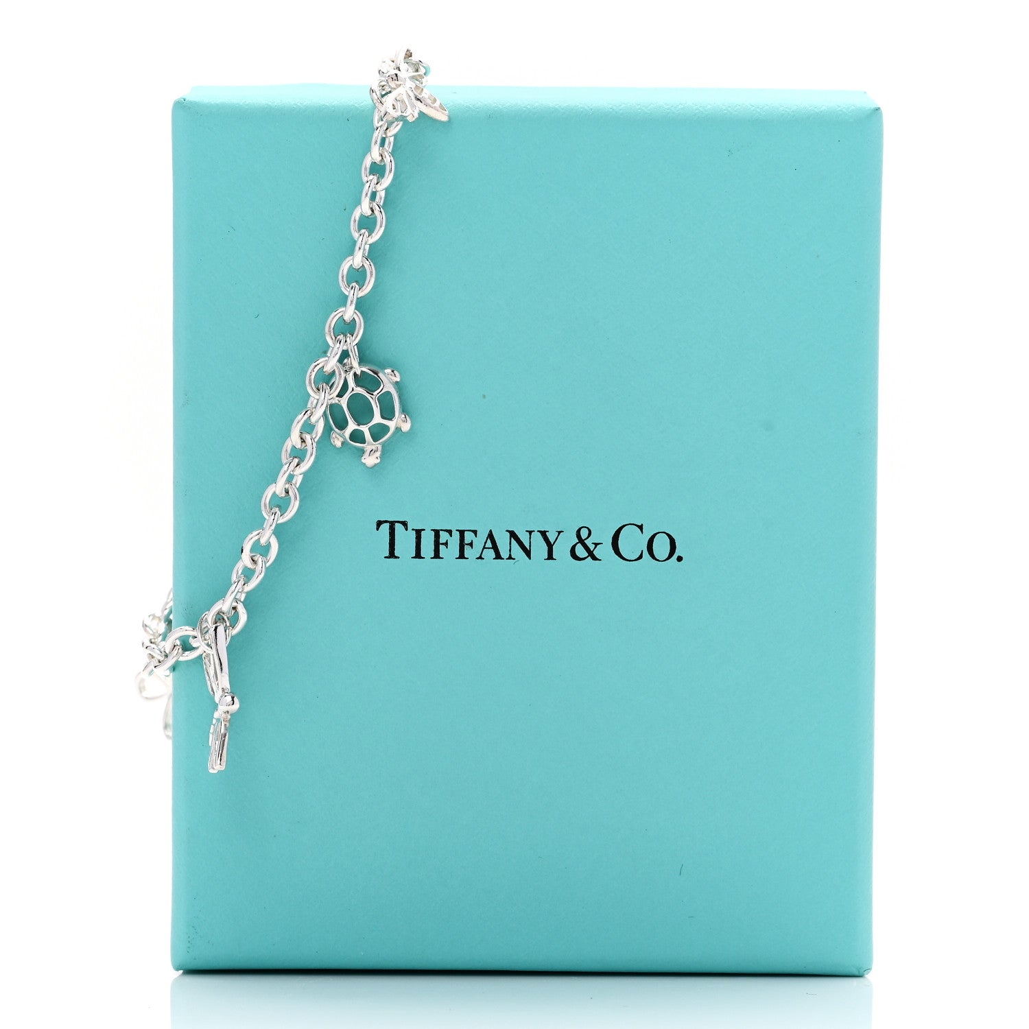 Tiffany Sterling Silver Butterfly Bee Dragonfly Turtle Charm Bracelet 5 of 5