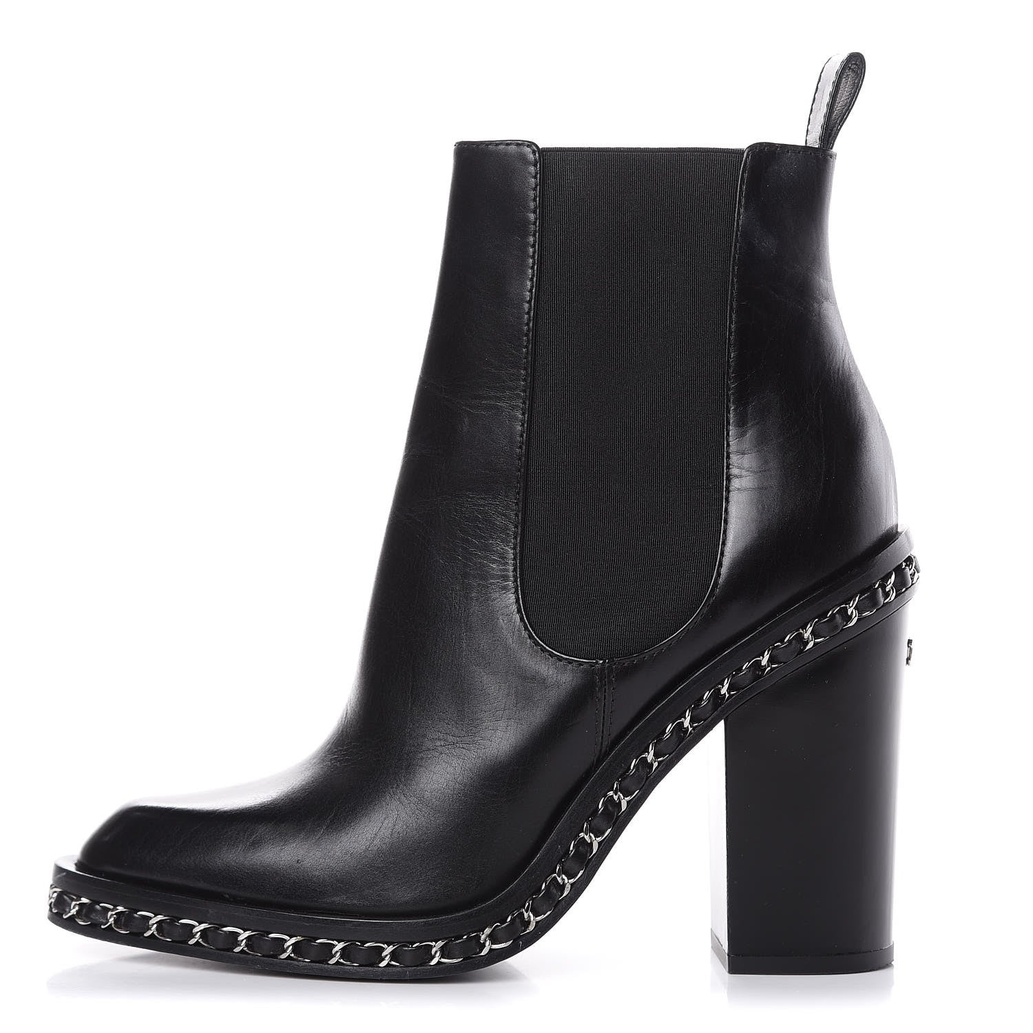 Chanel Calfskin Chain Around Elastic Boots 39 Black 1 of 11