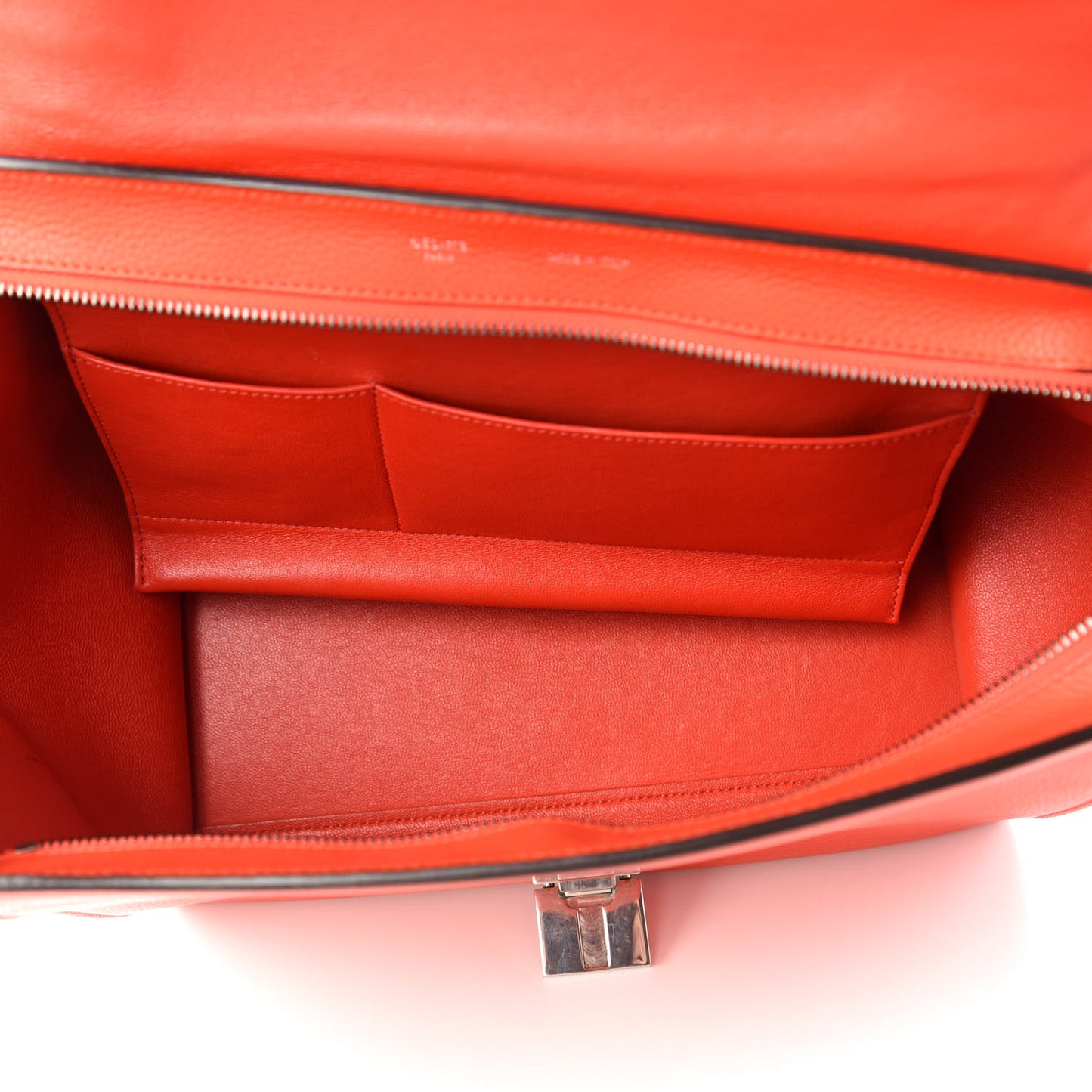 Drummed Calfskin Suede Medium Trapeze Vermillion