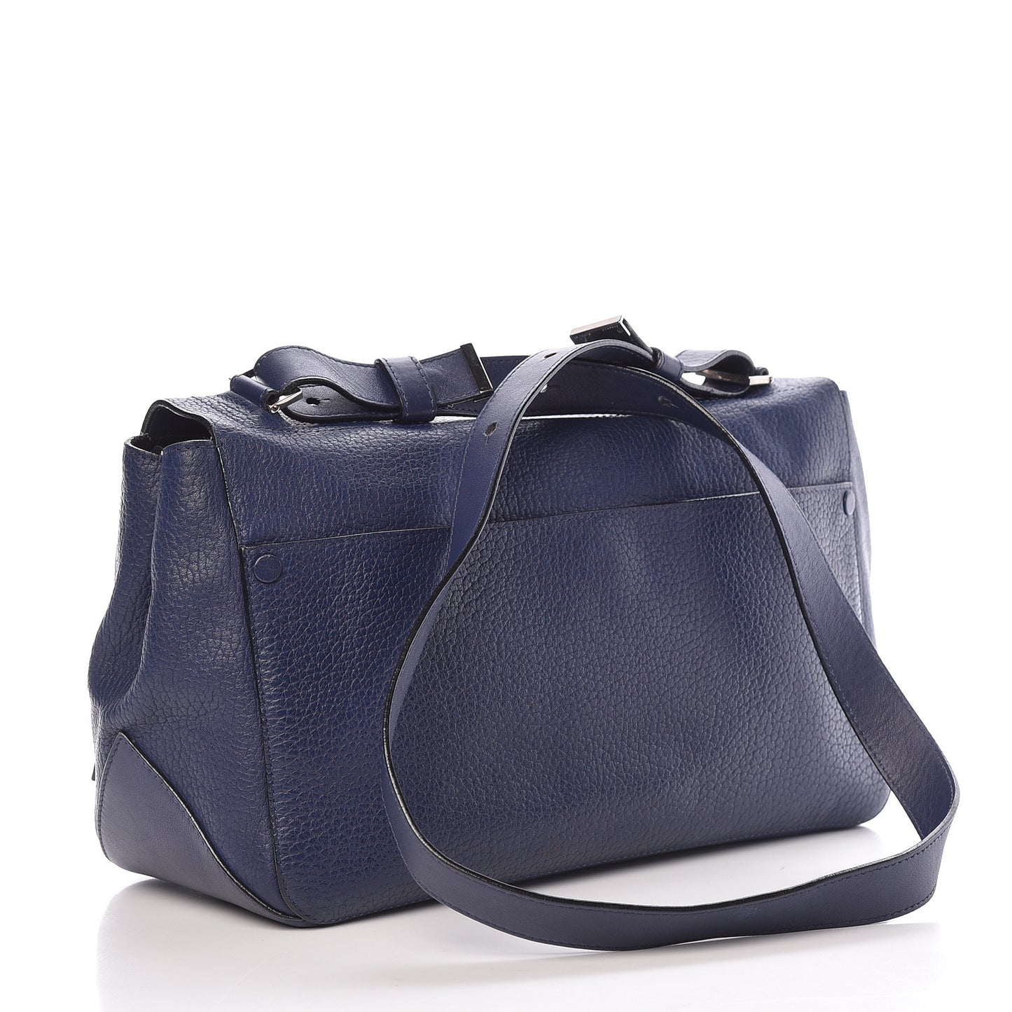 Pebbled Calfskin Double Sided PS Courier Bag Indigo
