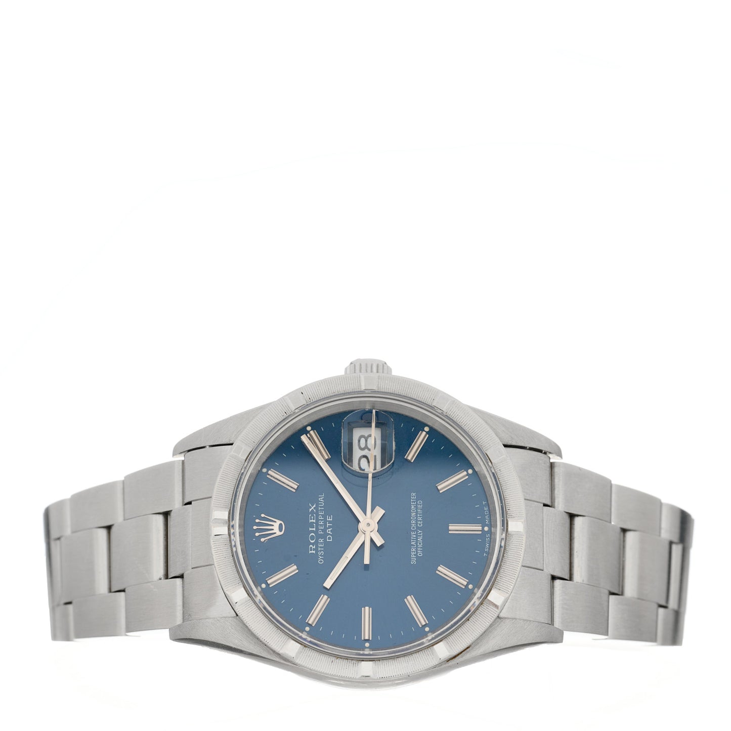 Stainless Steel 34mm Oyster Perpetual Date Watch Blue 15210