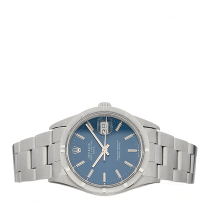 Rolex Stainless Steel 34mm Oyster Perpetual Date Watch Blue 15210 2 of 4
