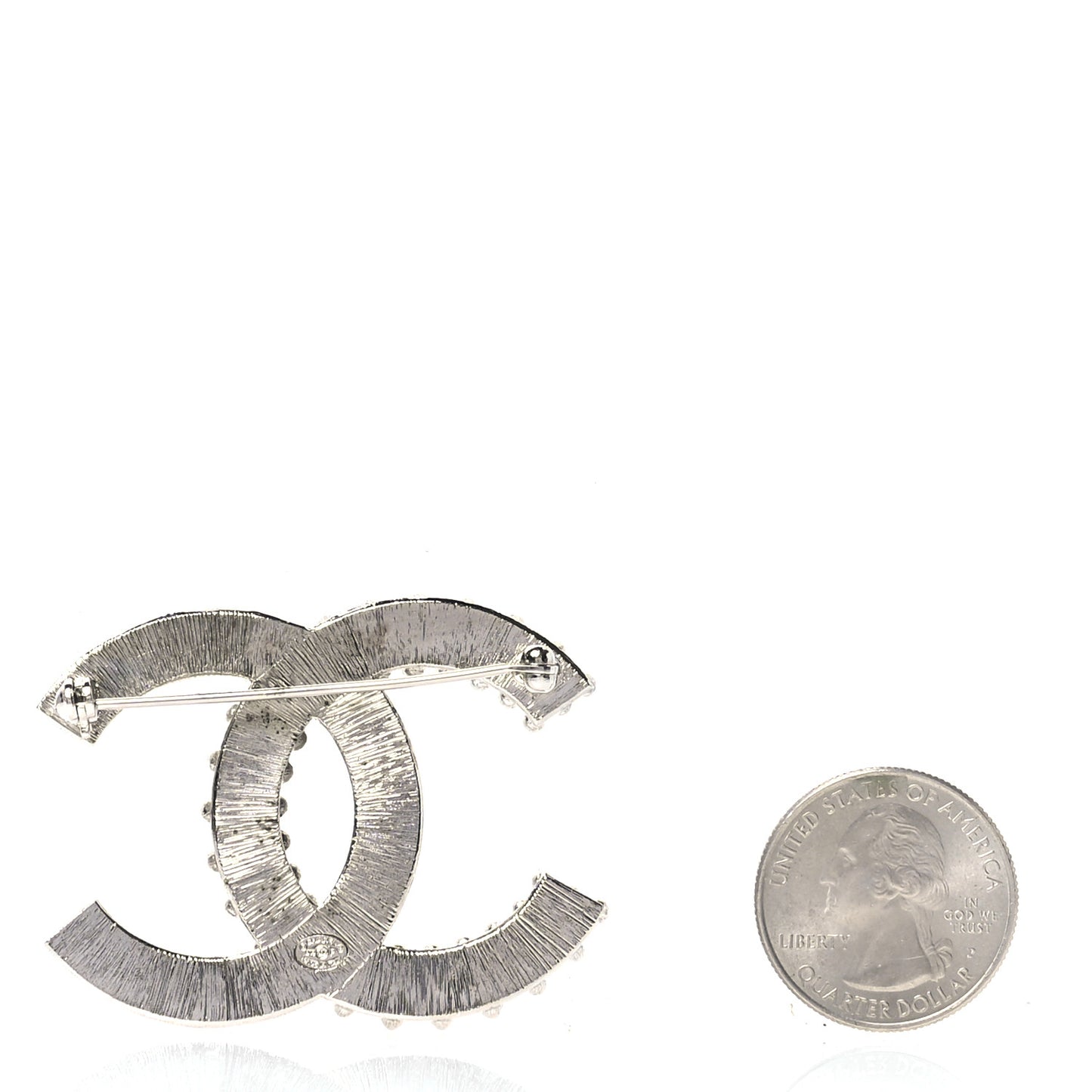 Baguette Round Crystal CC Brooch Silver