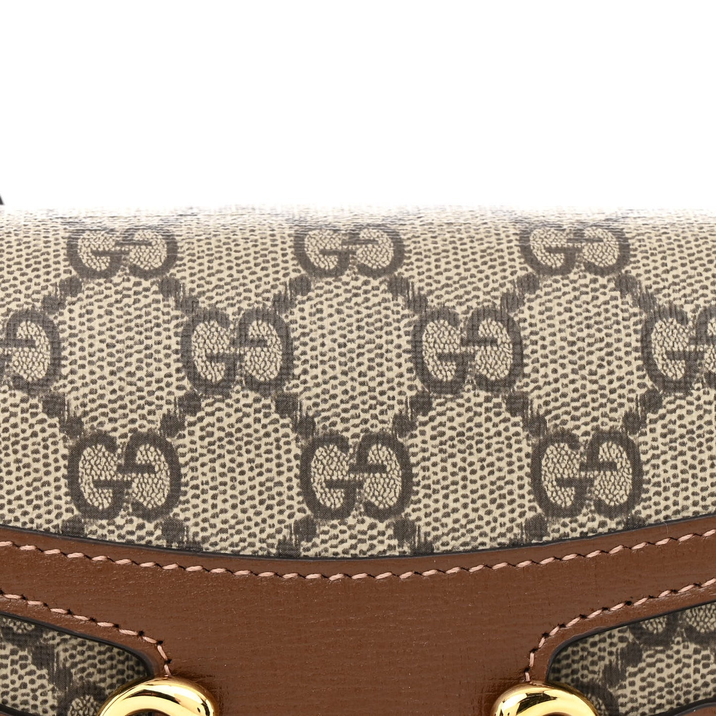 GG Supreme Monogram Mini Horsebit 1955 Shoulder Bag Beige Brown Sugar
