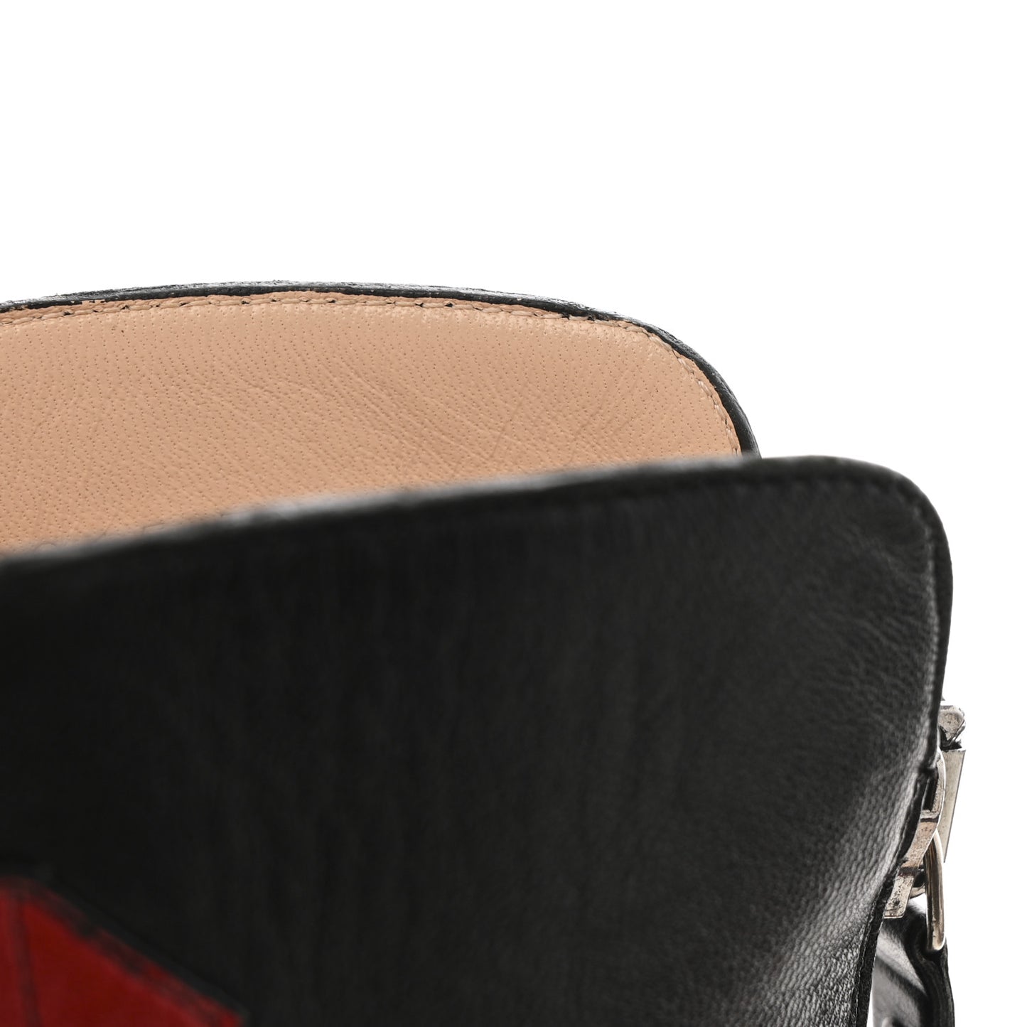 Calfskin Kingsnake Susan Ankle Boots 37.5 Black Red