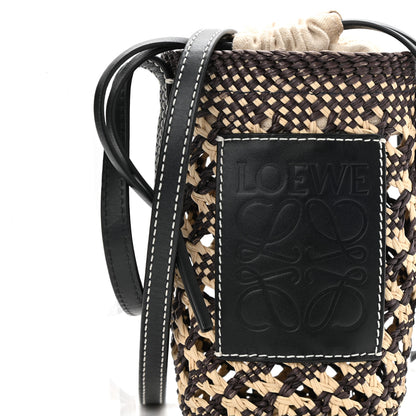 Loewe Calfskin Raffia Paula's Ibiza Pocket Bucket Bag Natural Navy Blue 6 of 8