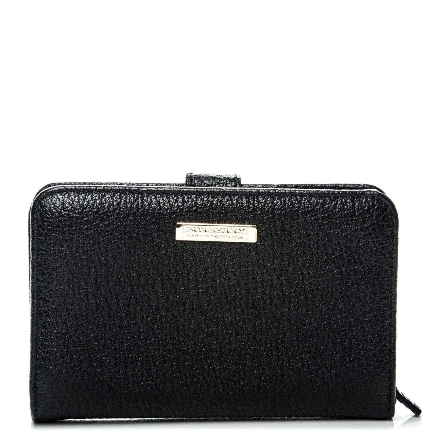 Signature Grain Calfskin Compact Wallet Black