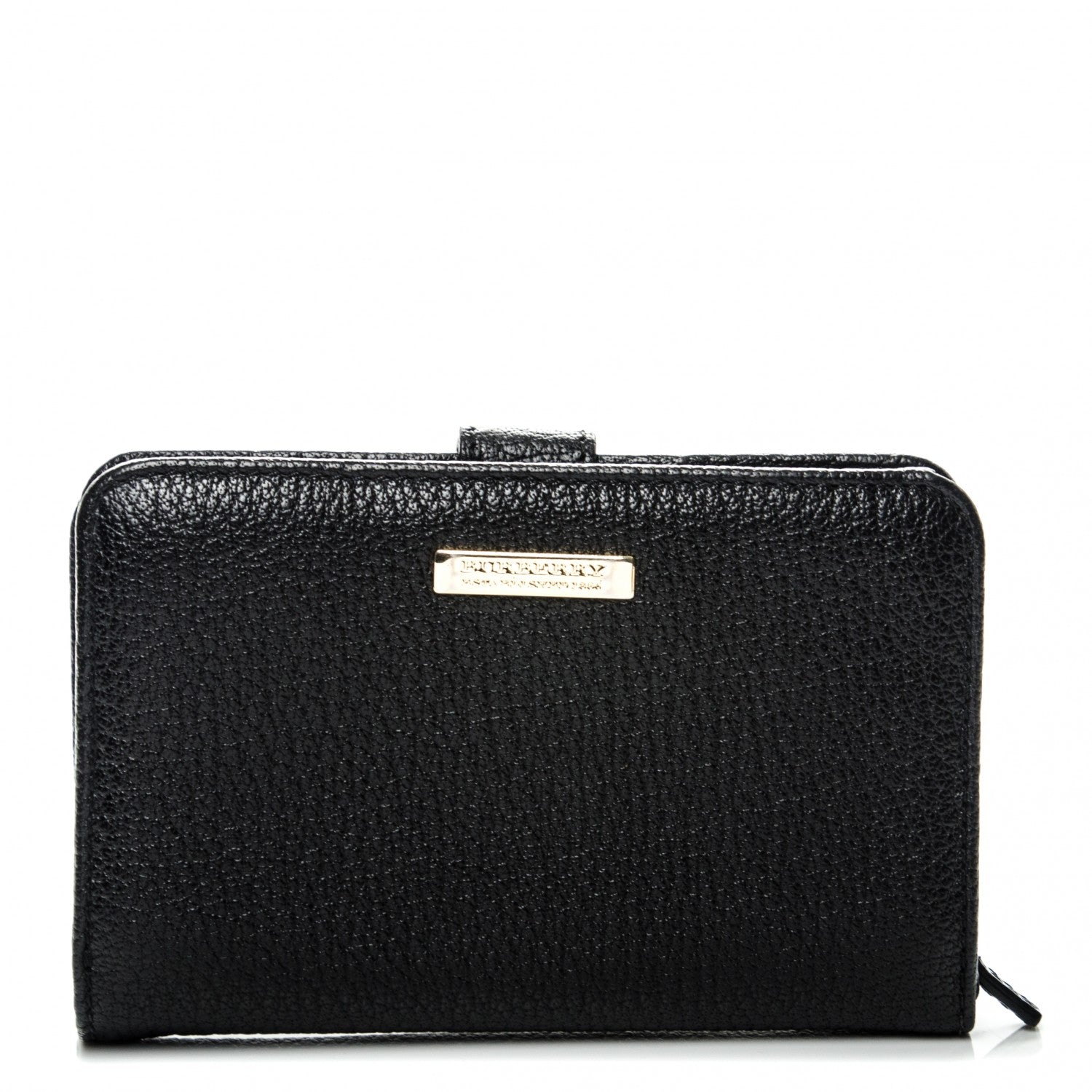 Burberry Signature Grain Calfskin Compact Wallet Black 1 of 8