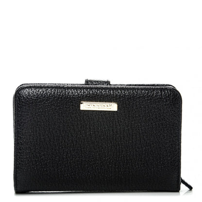 Burberry Signature Grain Calfskin Compact Wallet Black 1 of 8