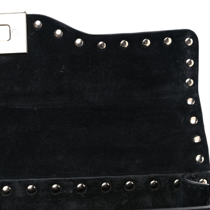 Valentino Garavani Pebbled Calfskin Small Rockstud Single Handle Flap Bag Black 11 of 15