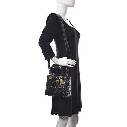 Christian Dior Crinkled Patent Cannage Small Lucky Badges My Lady Dior Black 2 of 10