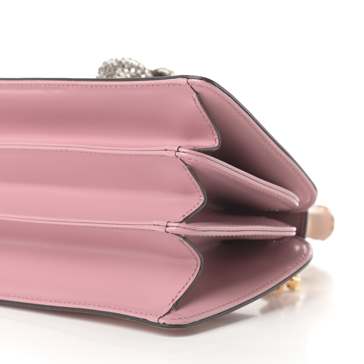 Gucci Calfskin Bamboo Crystal Mini Thiara Top Handle Bag Carmine Rose Gold 10 of 16