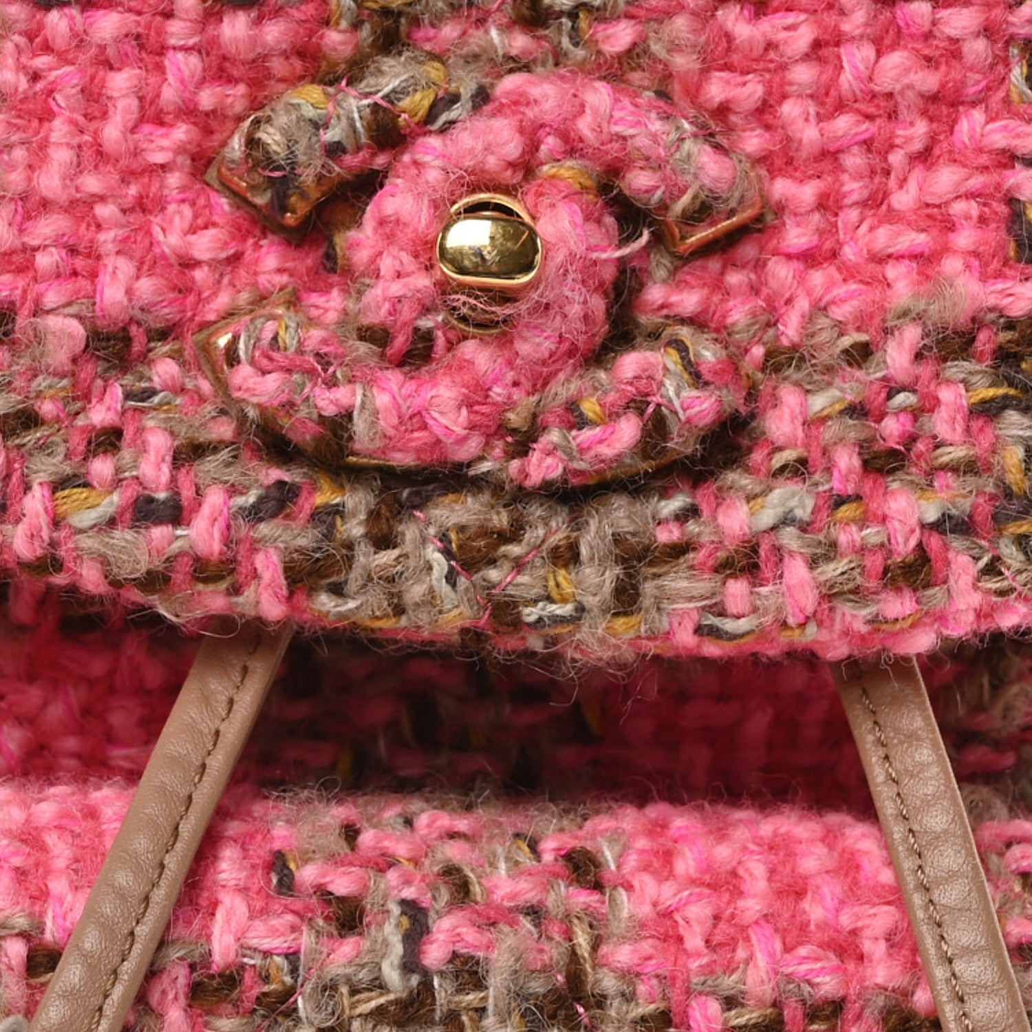 Chanel Wool Tweed Elegant Backpack Pink Brown 8 of 10