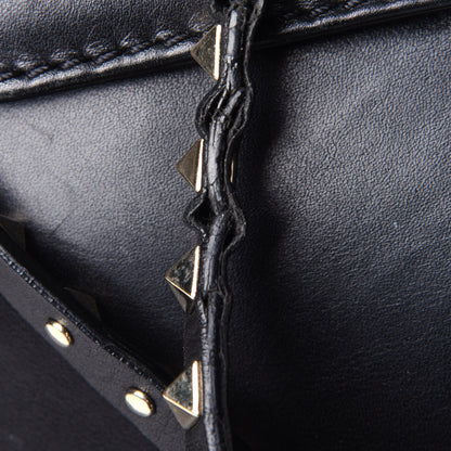 Valentino Garavani Vitello Large Rockstud Single Handle Flap Satchel Black 12 of 12