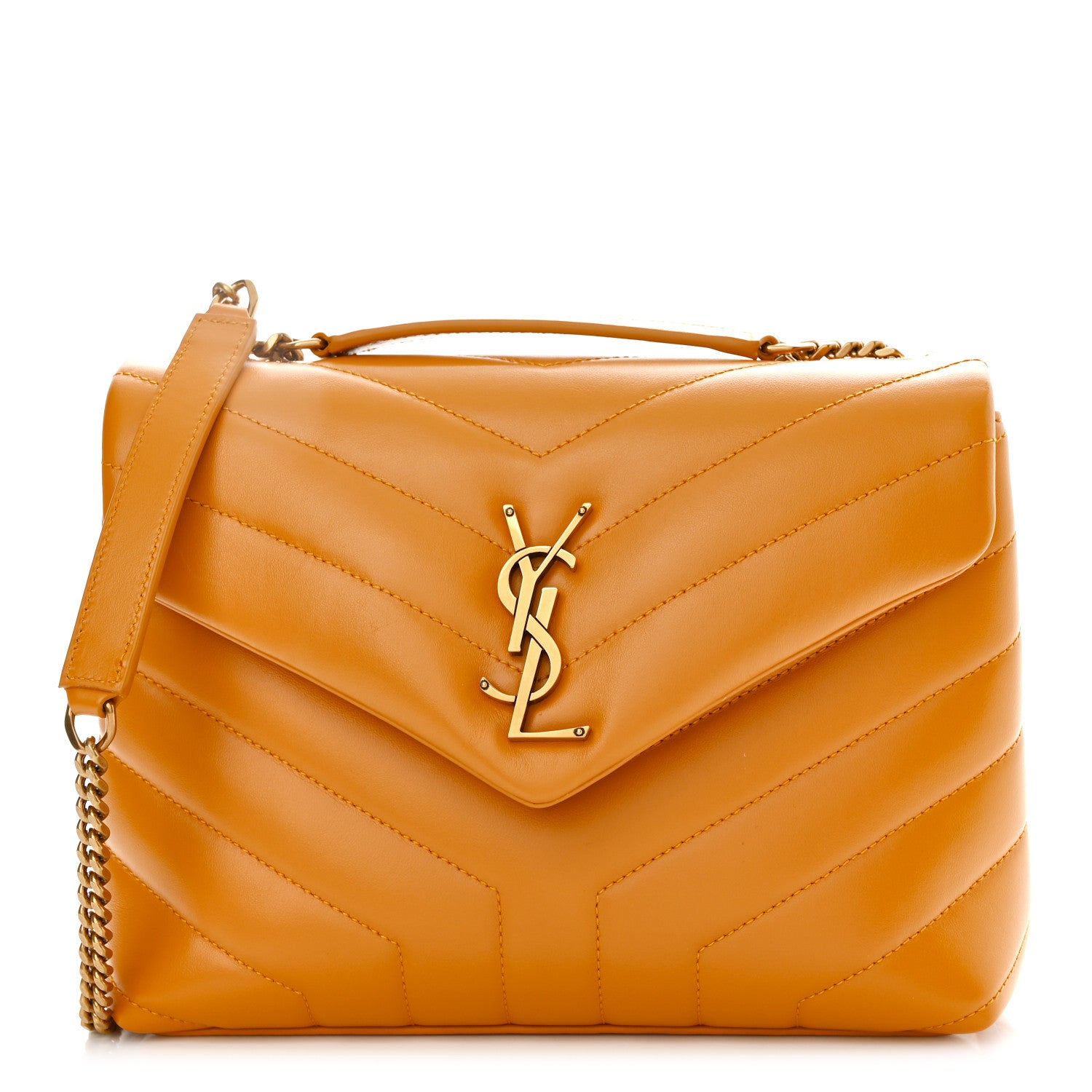 Saint Laurent Calfskin Y Quilted Monogram Small Loulou Chain Satchel Cheddar Cheddar 1 of 10