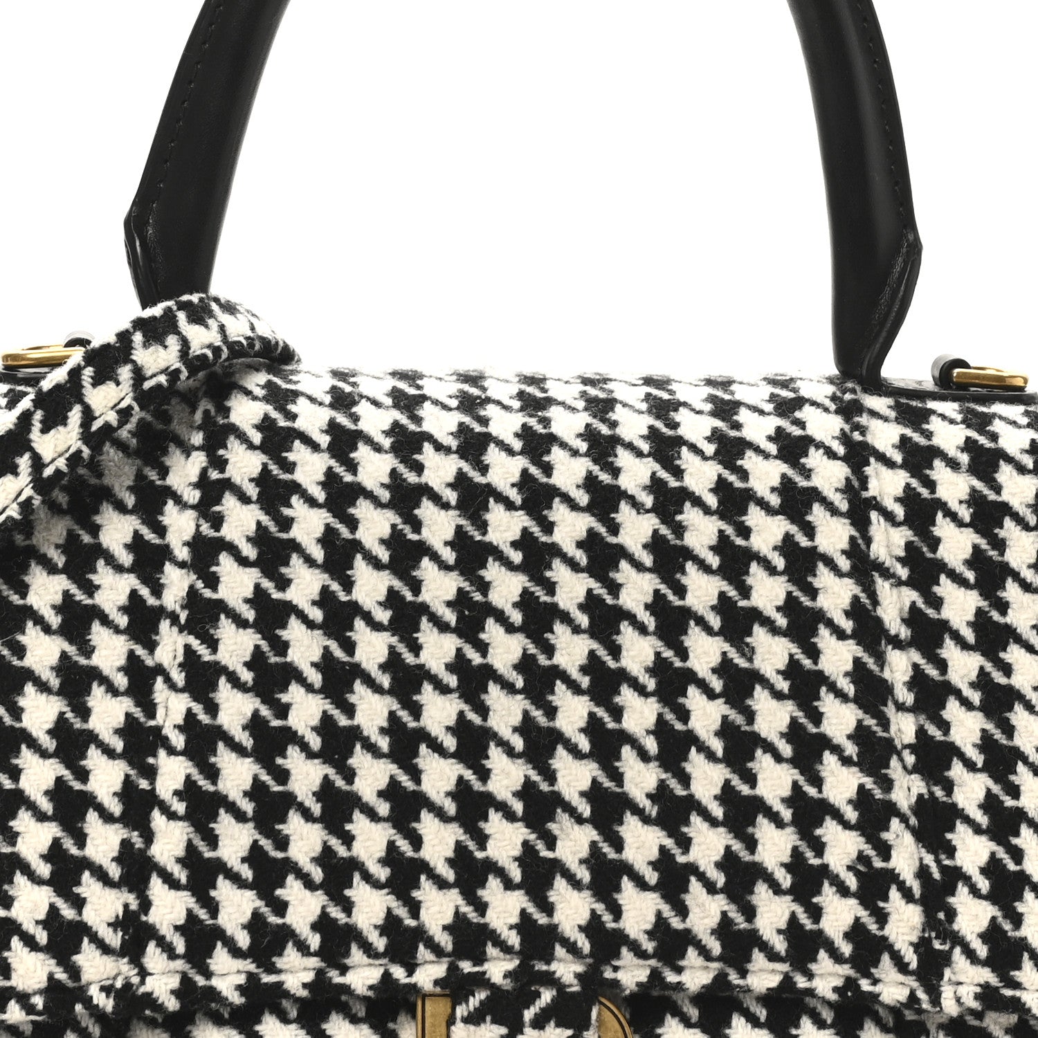 Balenciaga Wool Houndstooth Small Hourglass Top Handle Bag Black White 7 of 9