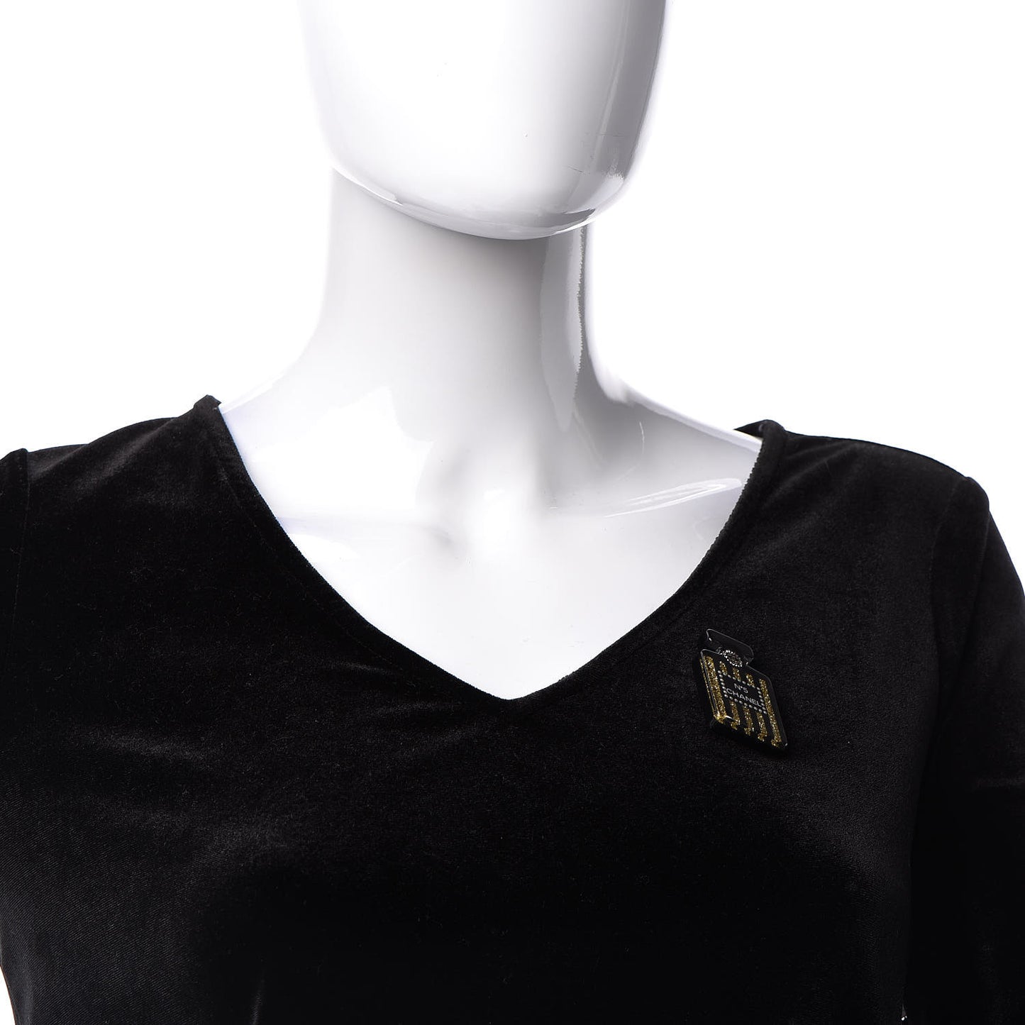 Resin Strass Perfume Bottle CC Brooch Black Gold