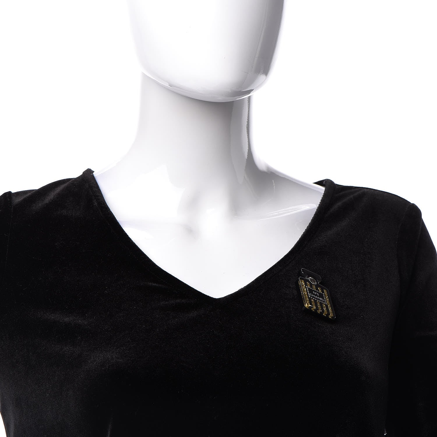Chanel Resin Strass Perfume Bottle CC Brooch Black Gold 2 of 6