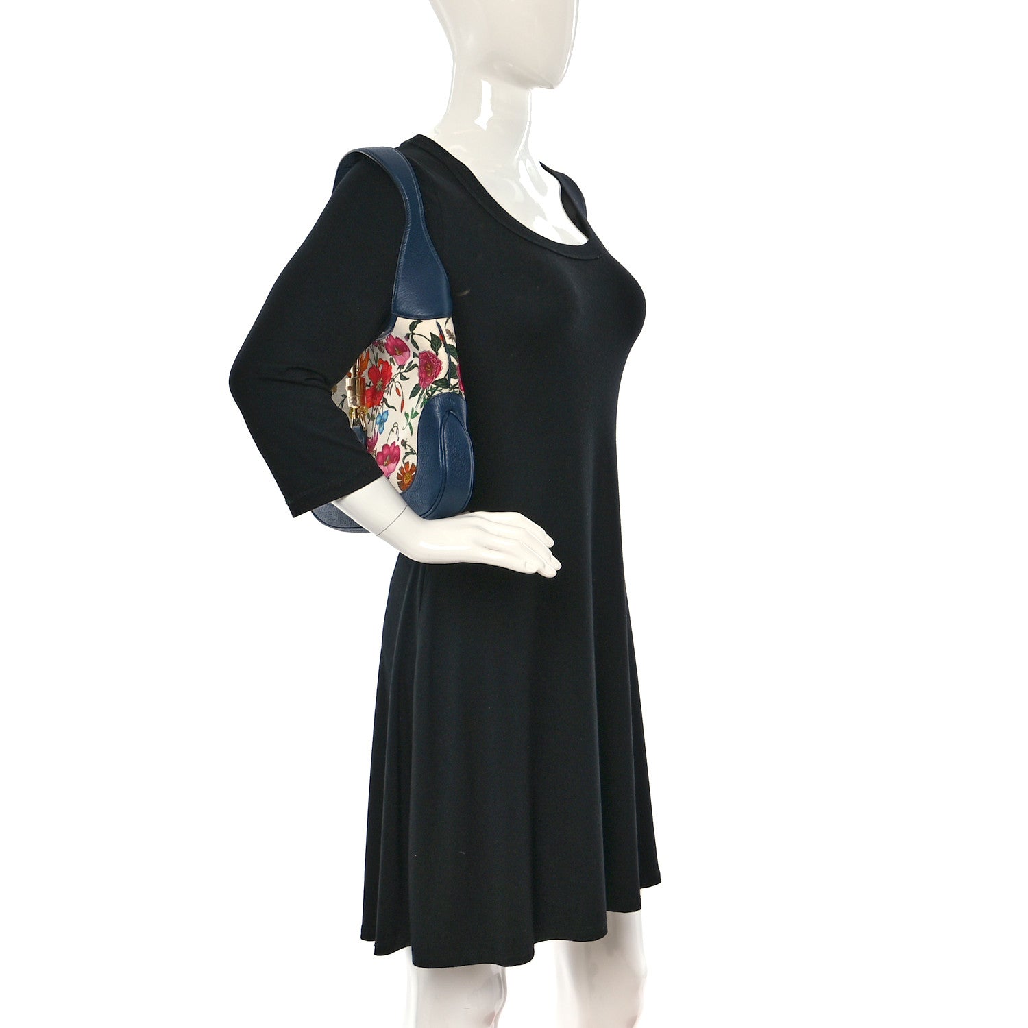 Gucci Canvas Flora Medium Jackie Hobo Blue Agata 2 of 9