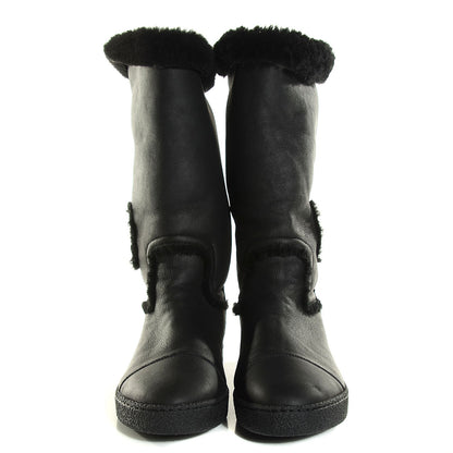 Chanel Shearling Short Boots 39 Black 2 of 7