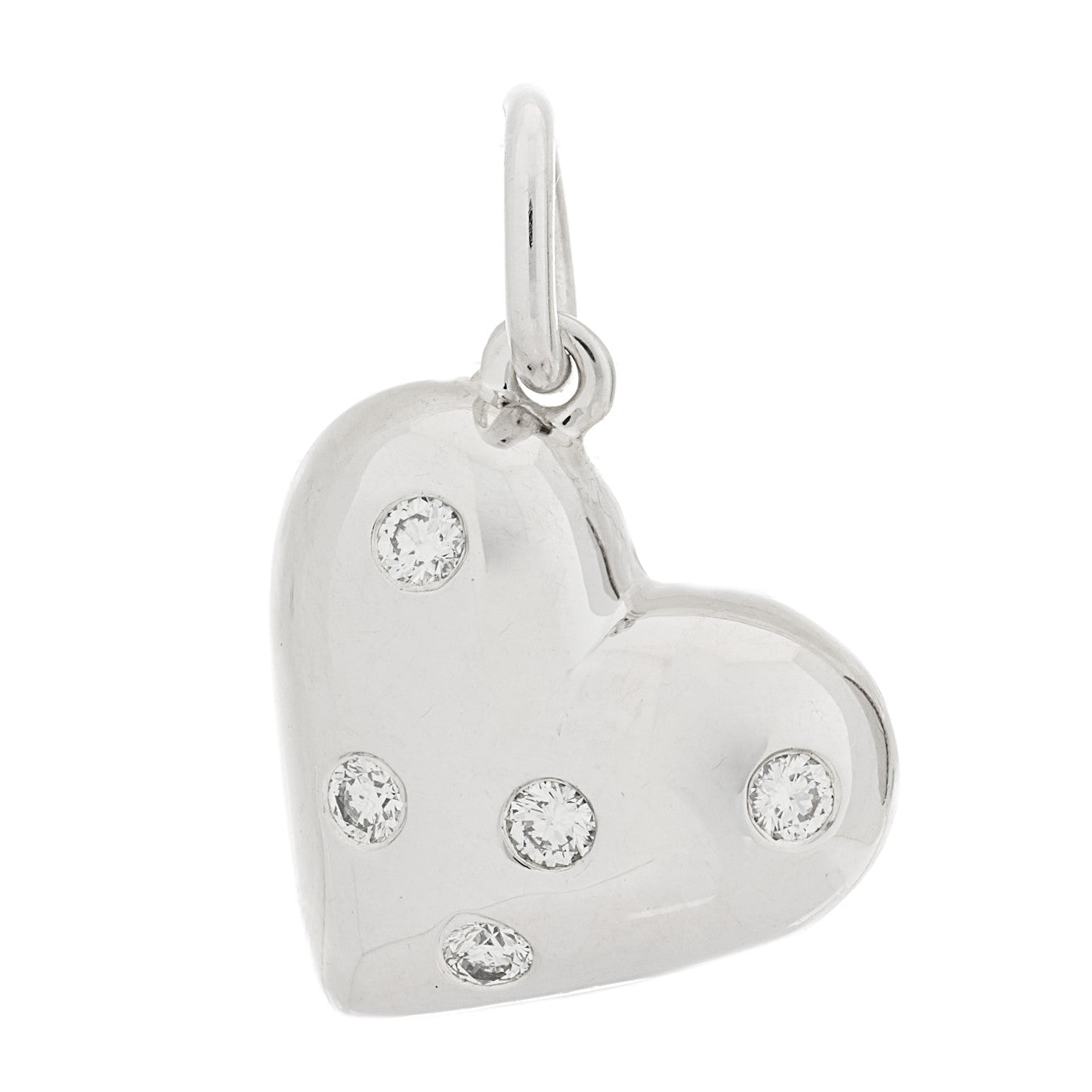 Tiffany 18K White Gold Platinum Diamond Etoile Heart Charm 1 of 4