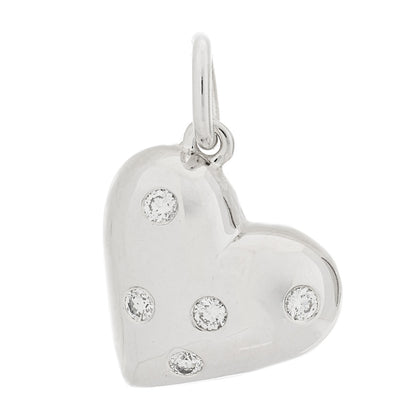 Tiffany 18K White Gold Platinum Diamond Etoile Heart Charm 1 of 4