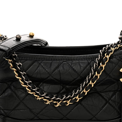 Chanel Aged Calfskin Quilted Small Gabrielle Hobo Black 8 of 10