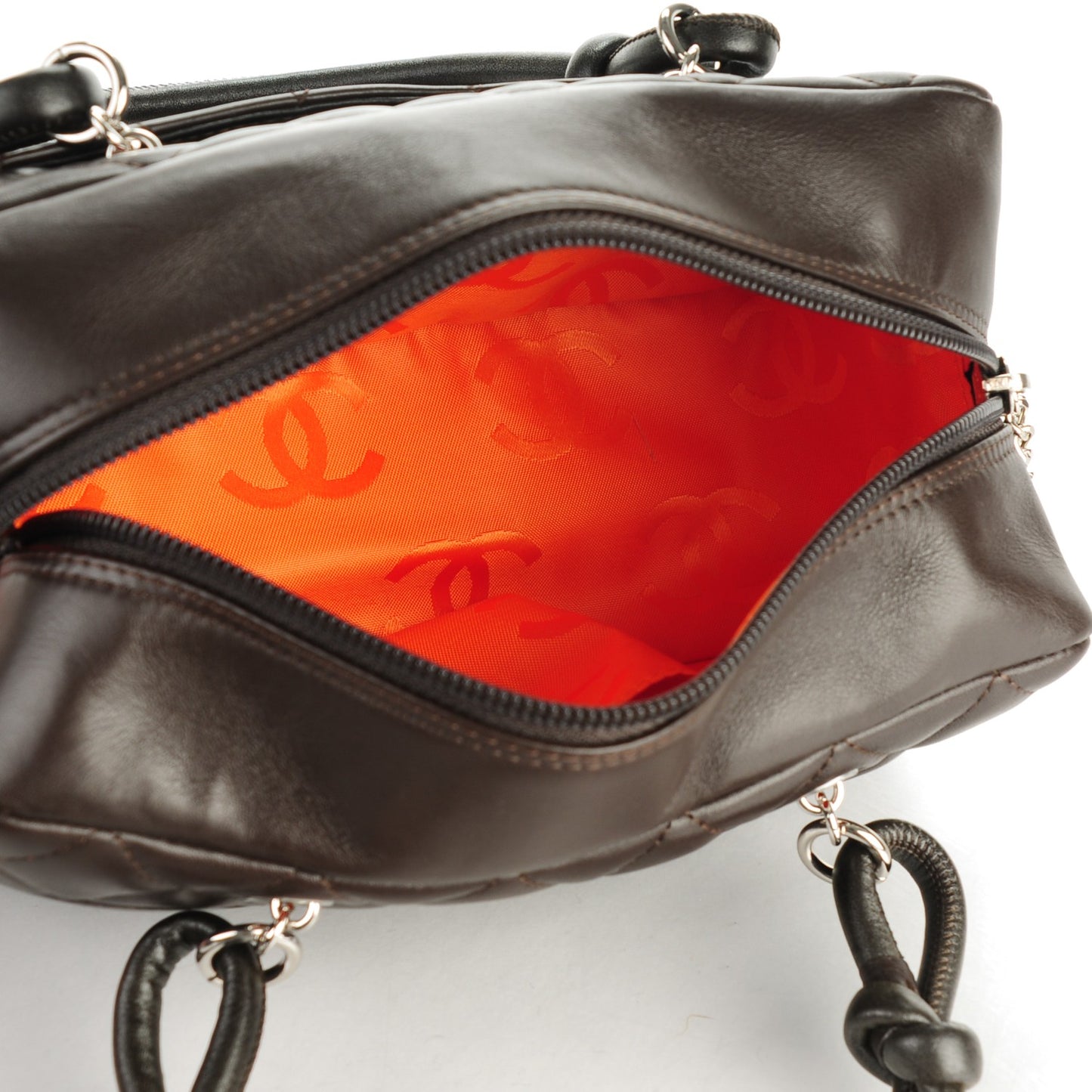 Calfskin Quilted Small Cambon Bowler Dark Brown