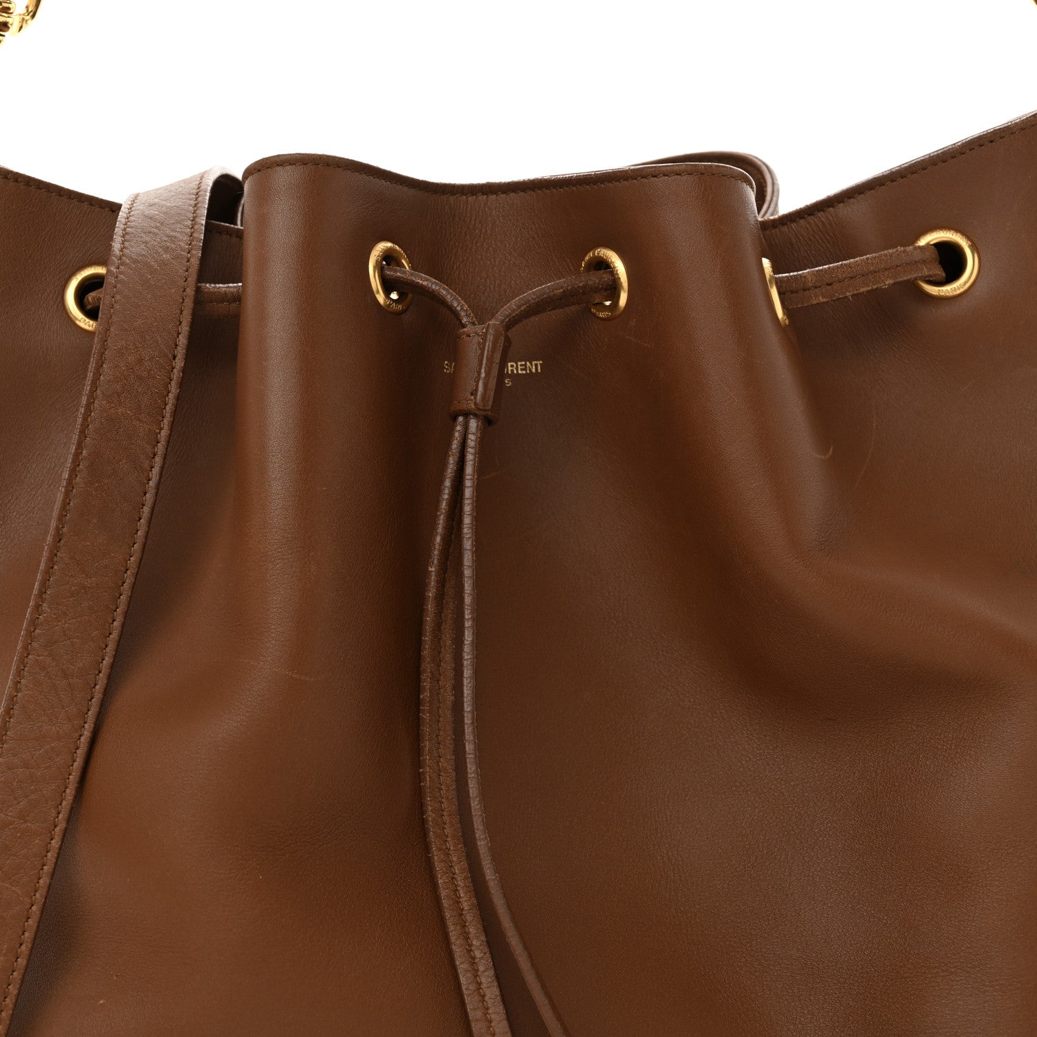 Saint Laurent Calfskin Large Emmanuelle Bucket Bag Cognac 8 of 18