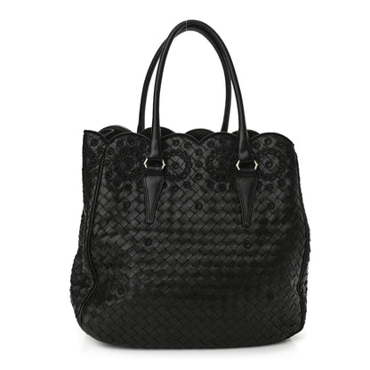 Bottega Veneta Nappa Intrecciato Embroidered Lace Shoulder Bag Black 1 of 12