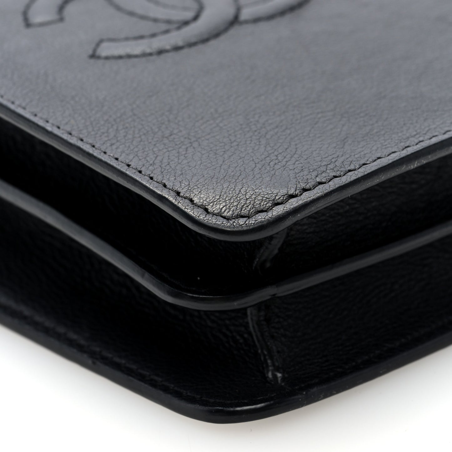 Calfskin CC Phone Holder Crossbody Black