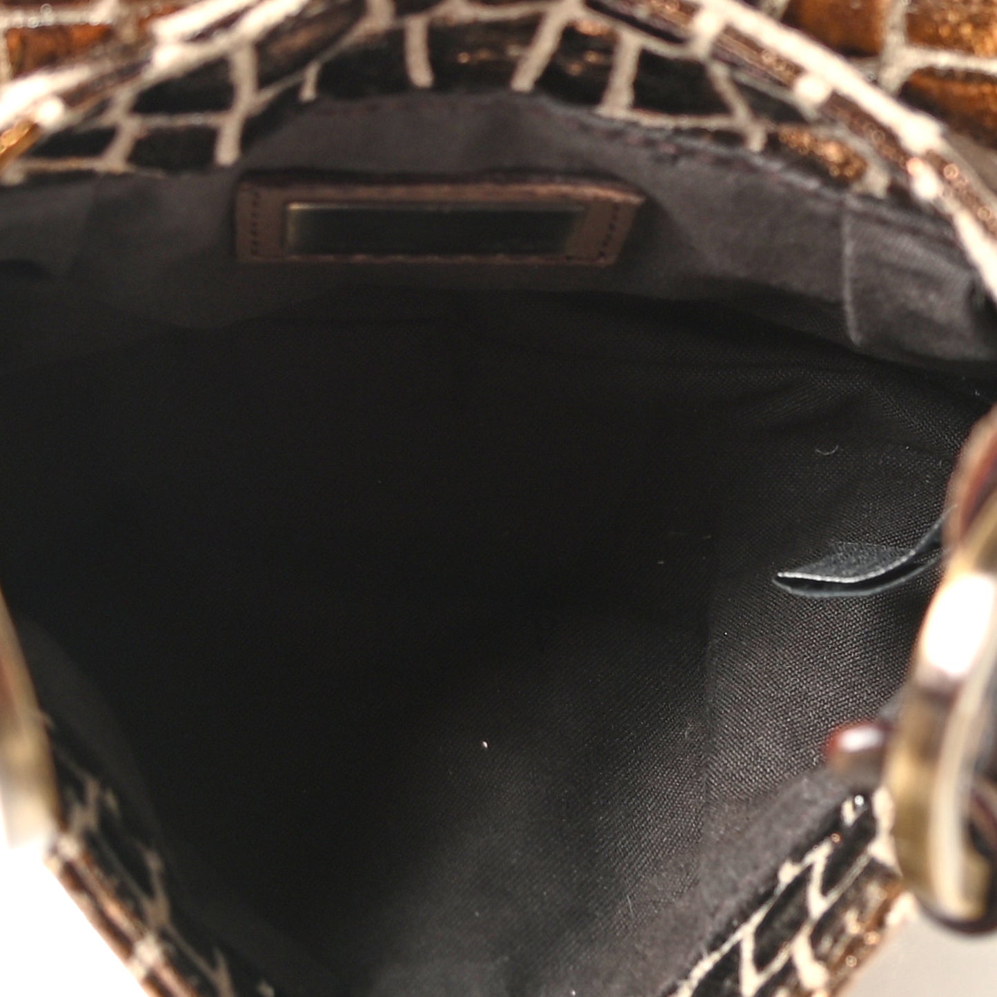 Metallic Canvas Crocodile Embossed Chef Shoulder Bag Bronze