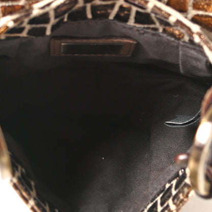 Fendi Metallic Canvas Crocodile Embossed Chef Shoulder Bag Bronze 4 of 11