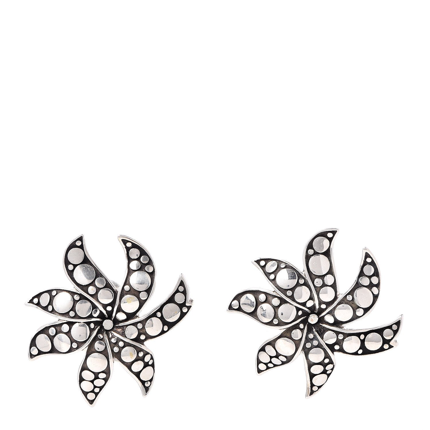 John Hardy Sterling Silver Ayu Dot Jasmine Flower French Clip Earrings 1 of 6