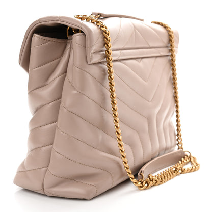 Saint Laurent Calfskin Y Quilted Monogram Medium Loulou Chain Satchel Light Natural 3 of 13